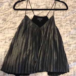 Topshop Metallic Pleated Party Top